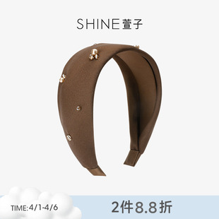 SHINE萱子饰品咖羽梦影系列时髦咖色宽发箍珍珠发卡女生日礼物