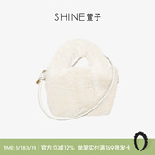 SHINE萱子饰品甜美优雅毛绒单肩包复古氛围感手提包可爱包包