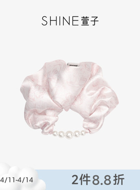 SHINE萱子饰品海棠系列花朵印花珍珠皮筋发圈缎面发绳早春配色