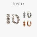 SHINE萱子饰品优雅奢华水钻耳环百搭耳饰日常耳扣耳圈生日礼物
