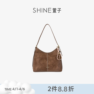 SHINE萱子饰品心动粉豹系列韩系时髦单肩包大容量斜挎包复古麂皮
