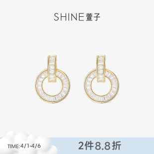 SHINE萱子饰品环环相扣圆环耳饰耳钉精致小巧耳环生日礼物