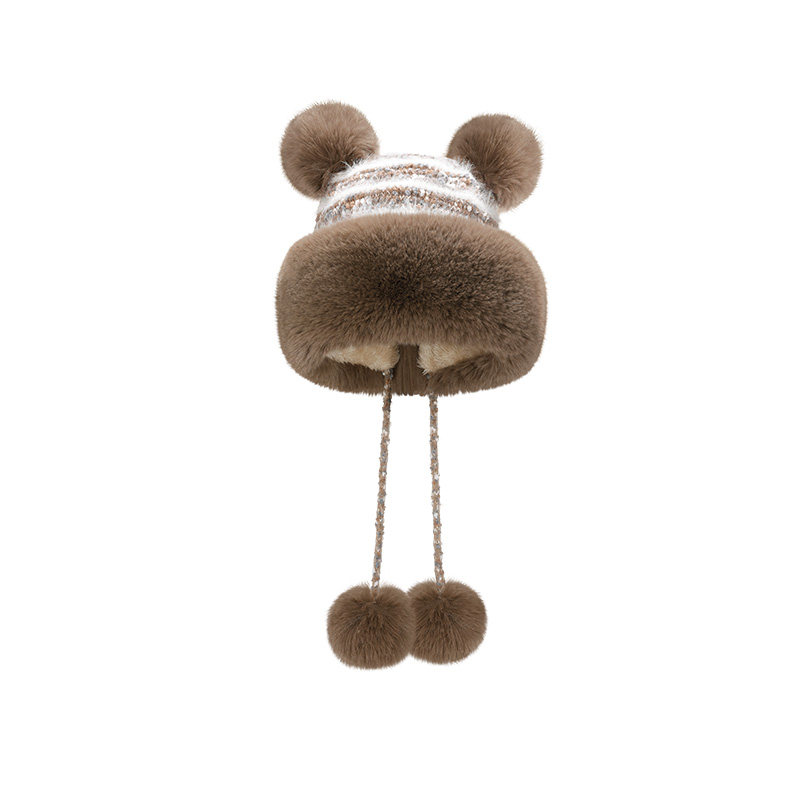 【七七酱直播间】SHINE萱子饰品可爱小熊温暖毛绒球毛线帽条纹帽,服饰配件/皮带/帽子/围巾,帽子,淘宝优惠券,粉丝福利购,淘宝优惠卷