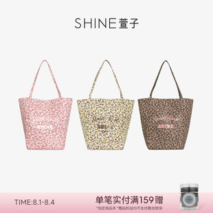 SHINE萱子饰品爱心豹纹系列豹纹单肩包大容量水桶包约会穿搭