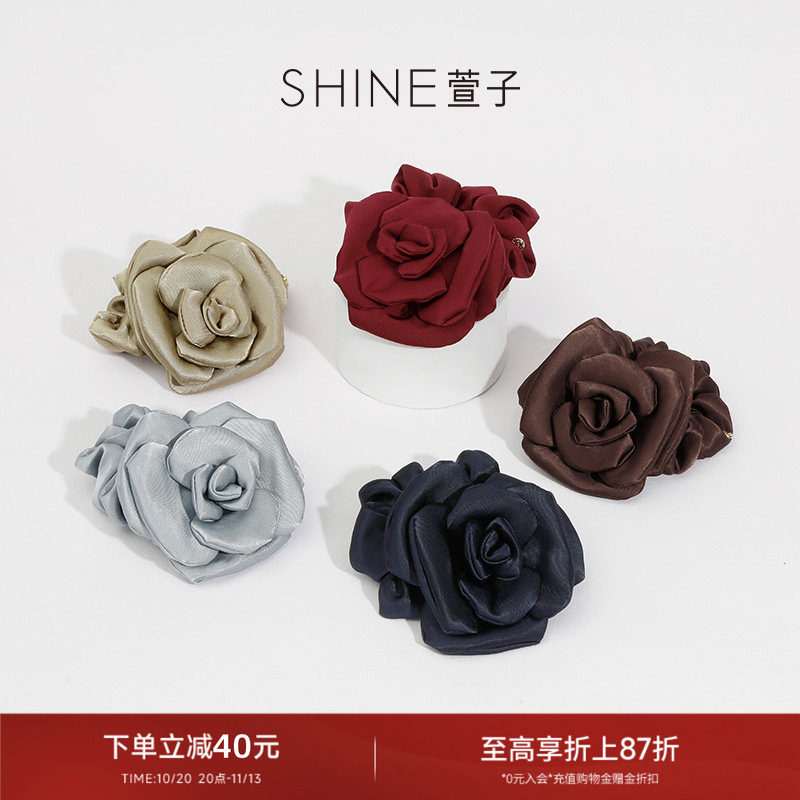 SHINE萱子饰品小花苞系列甜美发圈复古缎面花朵发绳约会穿搭
