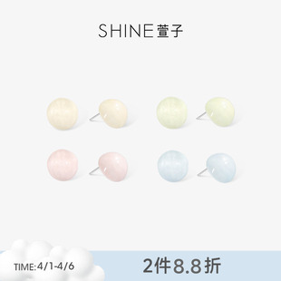 SHINE萱子饰品帕斯蒂尔系列甜美半圆彩色耳钉女多巴胺色春夏耳环