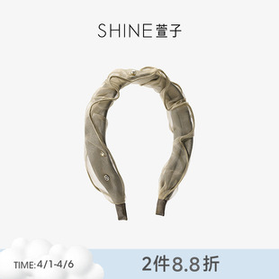 SHINE萱子饰品轻纱绿影系列优雅氛围感珍珠发箍气质奢华细闪发卡