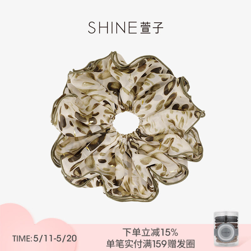 SHINE萱子饰品经典豹纹堆叠感大肠发圈氛围感发绳发饰生日礼物