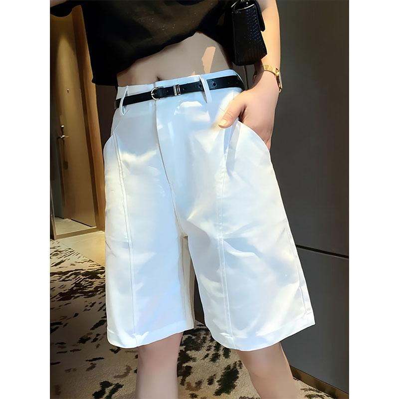 港味西装短裤女2025新款夏季薄款直筒中裤高腰休闲工装阔腿五分裤