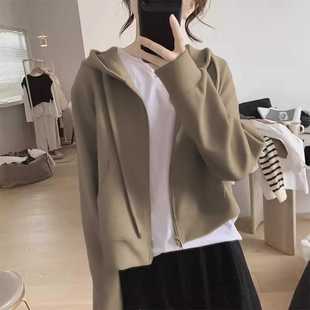 美式 覆古短款 衫 外套女士2025夏季 休闲 开 新款 炼 连帽运动衫 拉炼