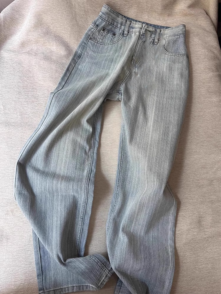 有质感的女士阔腿牛仔裤，夏装新款，高腰，修身，宽松，直筒裤，