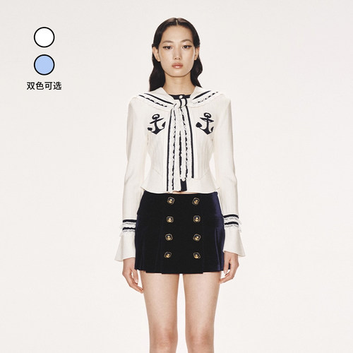 LEFAME海军风针织上衣