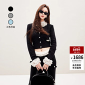 黑千金小香风长袖 针织衫 毛衣短款 lefame拉飞姆经典 外套薄款 上衣女