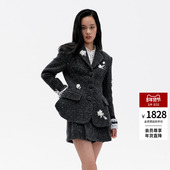 lefame拉飞姆冬季 格雷系收腰X型廓形西装 上衣外套