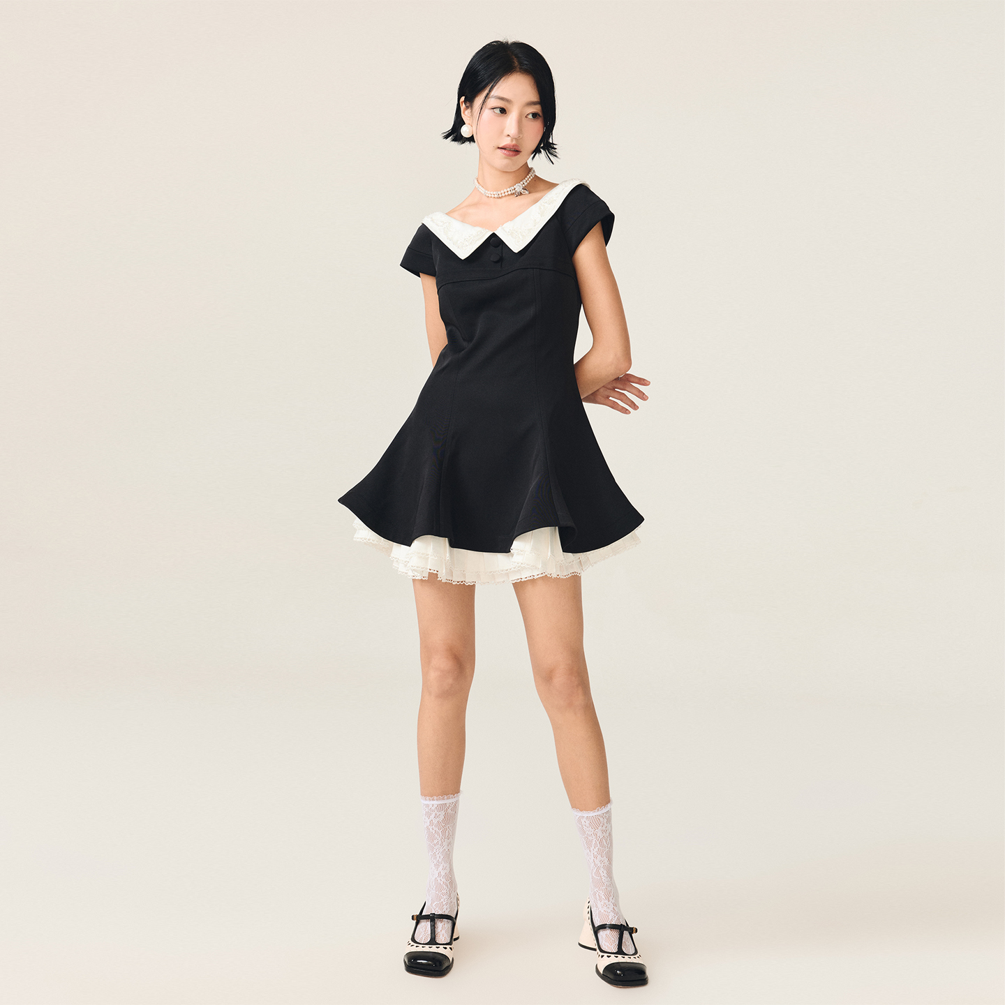 时尚复古洛可可钉珠连衣裙女