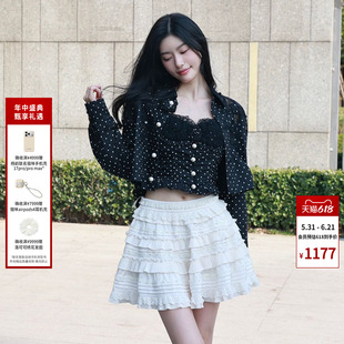 lefame拉飞姆时尚百搭蕾丝轻奢白色蛋糕裙半裙短裙女