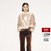 lefame拉飞姆金葱针织中式 复古粉彩毛织开衫