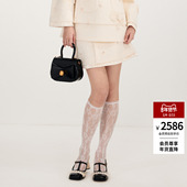 lefame拉飞姆2026春季 奶白色花朵珠绣粗花呢半裙短裙 新款 时尚