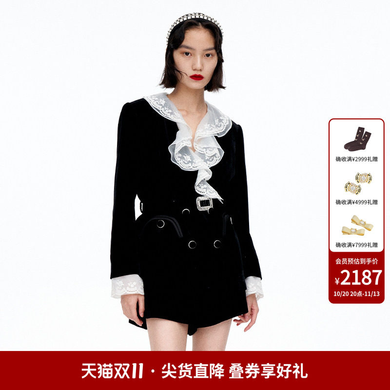 【明星同款】lefame拉飞姆丝绒西装外套女薄款高级感春秋显瘦修身