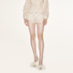 lefame拉飞姆新中式 玫瑰花高腰休闲蕾丝短裤