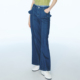 休闲裤 高级格子腰头水洗直筒牛仔长裤 新款 lefame拉飞姆春季
