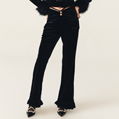 休闲裤 lefame拉飞姆法式 显瘦微喇黑色时尚 长裤 子高级感女冬 丝绒裤