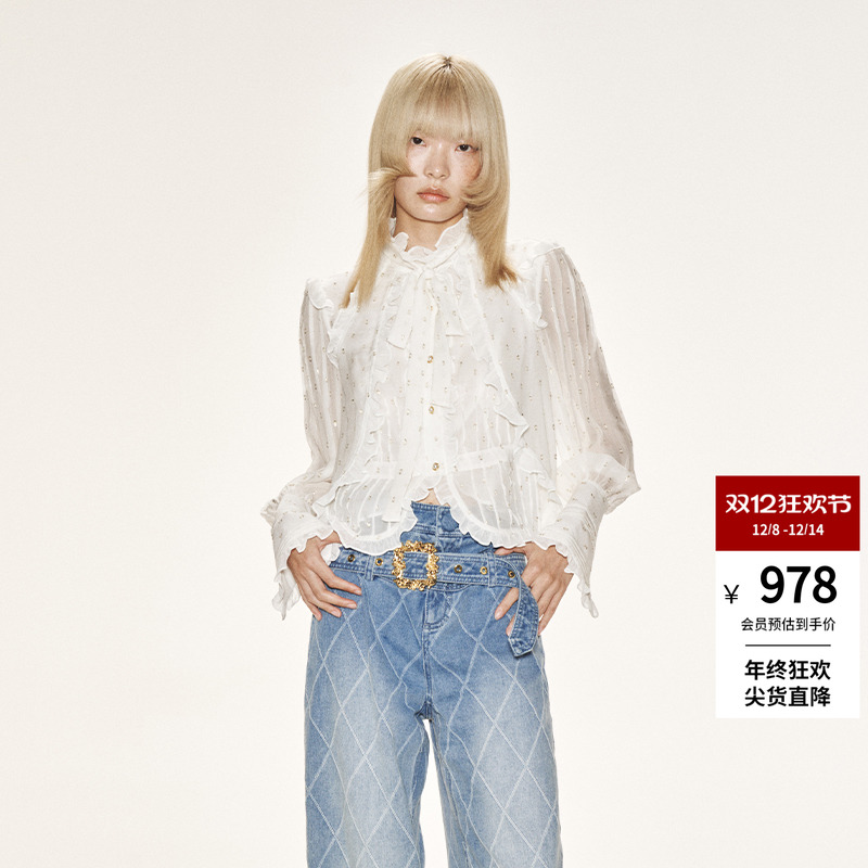 LEFAME宫廷长袖真丝衬衫