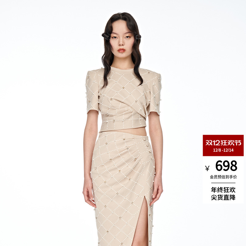 LEFAME重工烫钻褶皱卫衣