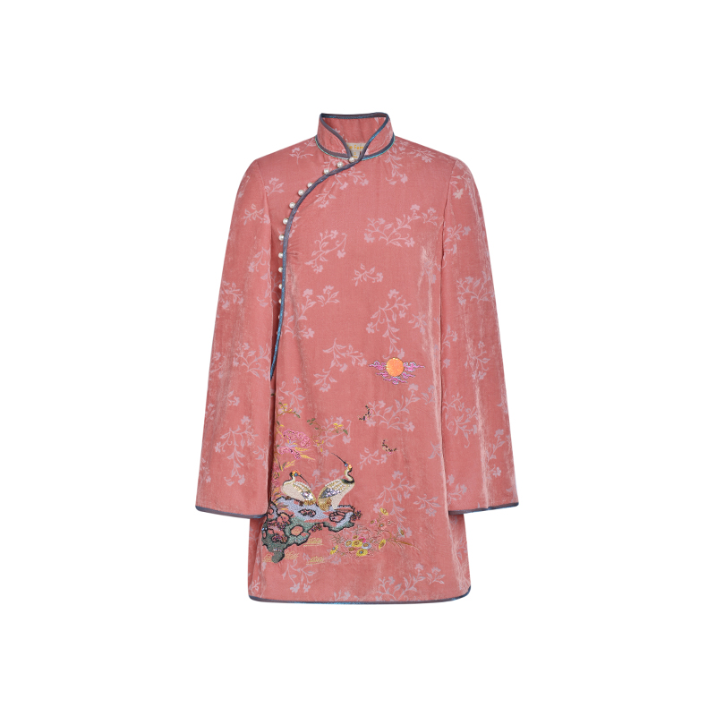 LEFAME丝绒绣花新式旗袍连衣裙