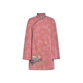 lefame拉飞姆春秋丝绒绣花烫钻斜开襟新中式 旗袍连衣裙女