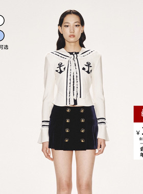 lefame拉飞姆春秋时尚学院风蕾丝花边修身针织开衫女上衣配披肩