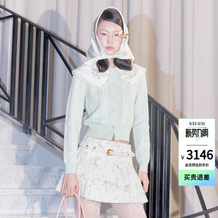 lefame拉飞姆大翻领珠饰领长袖 小上衣 针织开衫