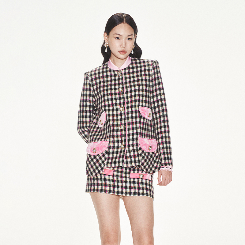 lefame长款彩色亮片长外套