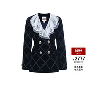 lefame拉飞姆藏蓝色法式 浪漫优雅绣珠收腰羽绒服外套上衣女冬显瘦