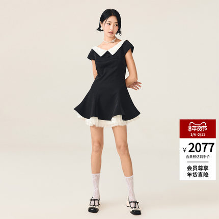 lefame拉飞姆2025秋季新款时尚复古洛可可钉珠连衣裙女