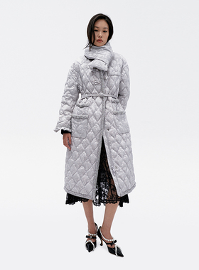 lefame拉飞姆冬季老钱风中式提花廓形高端长款羽绒服女修身显瘦