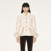 lefame拉飞姆羽绒服巴洛克宫廷风雪尼尔蕾丝羽绒外套气质高级感