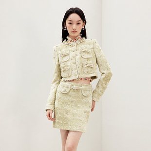 lefame拉飞姆2026春季 春日氛围感立体蝴蝶结钉珠短外套