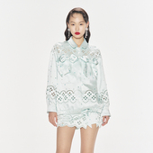 lefame拉飞姆秋季 马德拉刺绣钉珠浅绿色外套