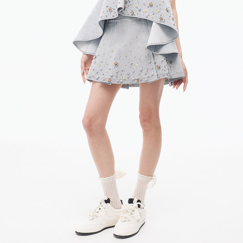 时尚兔耳朵牛仔半裙女