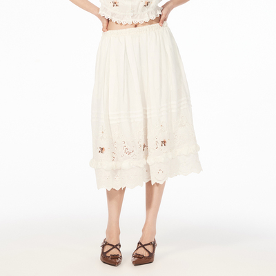 lefame拉飞姆2026夏季新款时尚复古洛可可绣花珠饰半裙气质长裙女