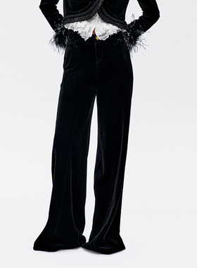 【明星同款】lefame拉飞姆女士休闲裤阔腿裤黑色粉贵东方卫裤