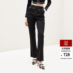 百搭修身 女士裤 黑色微喇裤 高腰西裤 子 休闲裤 lefame拉飞姆2025秋季