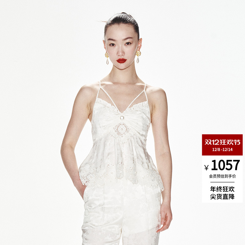 真丝提花lefame细吊带吊带上衣