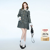 lefame拉飞姆春季 复古洛可可重工钉珠人字呢外套大衣 经典