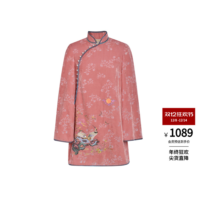 LEFAME丝绒绣花新式旗袍连衣裙