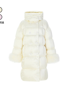 le fame拉飞姆冬季泡芙加厚外套冬装长款羽绒服白色女时尚