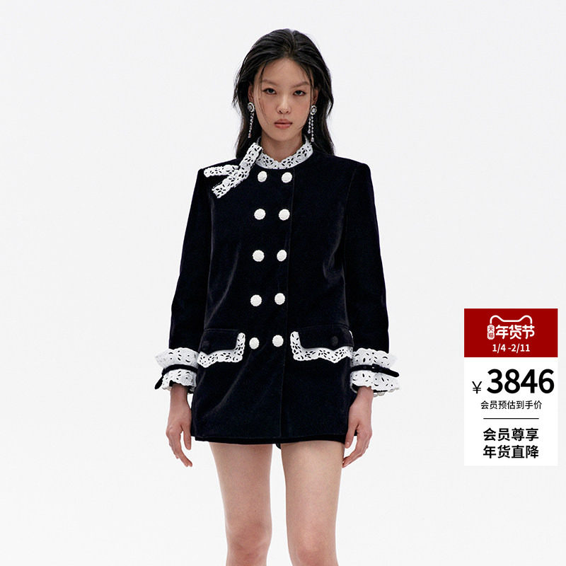 lefame拉飞姆冬季宫廷风刺绣花边黑色丝绒羽绒服外套高级感女,女装/女士精品,羽绒服,淘宝优惠券,粉丝福利购,淘宝优惠卷