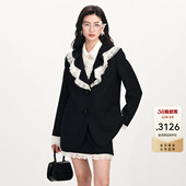 lefame拉飞姆2026早春新款 洛可可荷叶领羊毛中长外套上衣 时尚