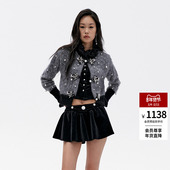 菱形格钉珠单排扣针织开衫 lefame拉飞姆冬季 新中式 上衣